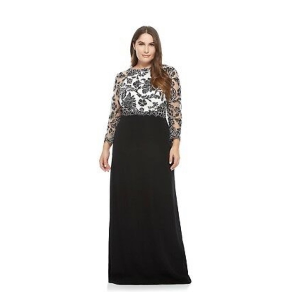Tadashi Shoji Black and White Floral Dress